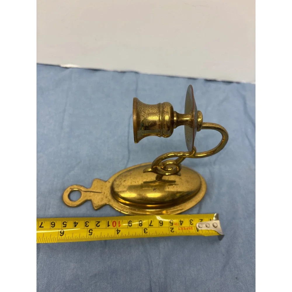 Vintage Brass Wall Sconce Candle Holders Set of 2 Gold Scroll Arm Traditional